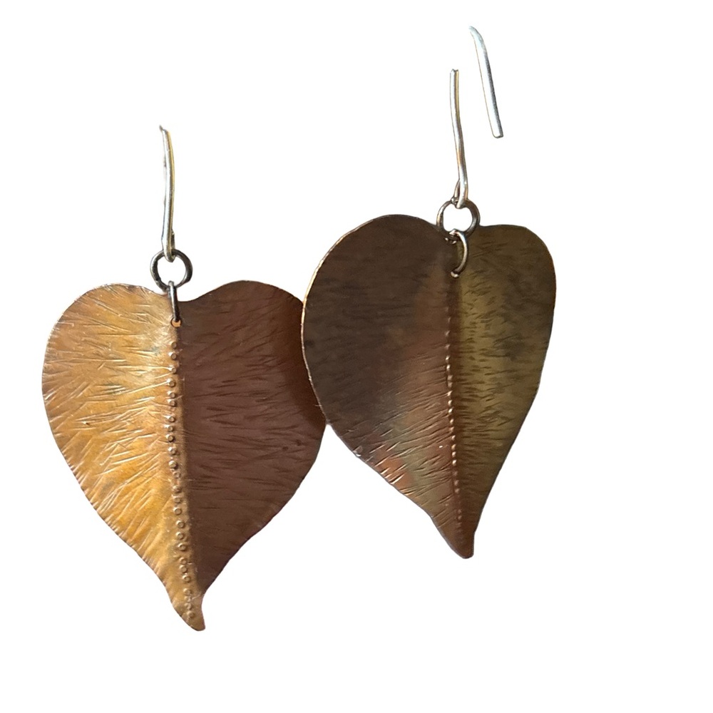 Elegant Copper Leaf Earrings for Pierced Ears